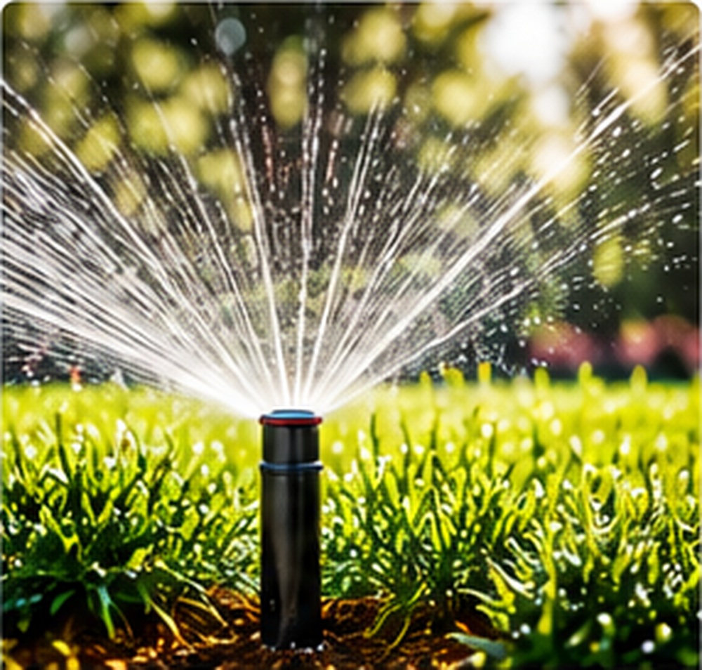 Sprinkler irrigation system watering a lawn